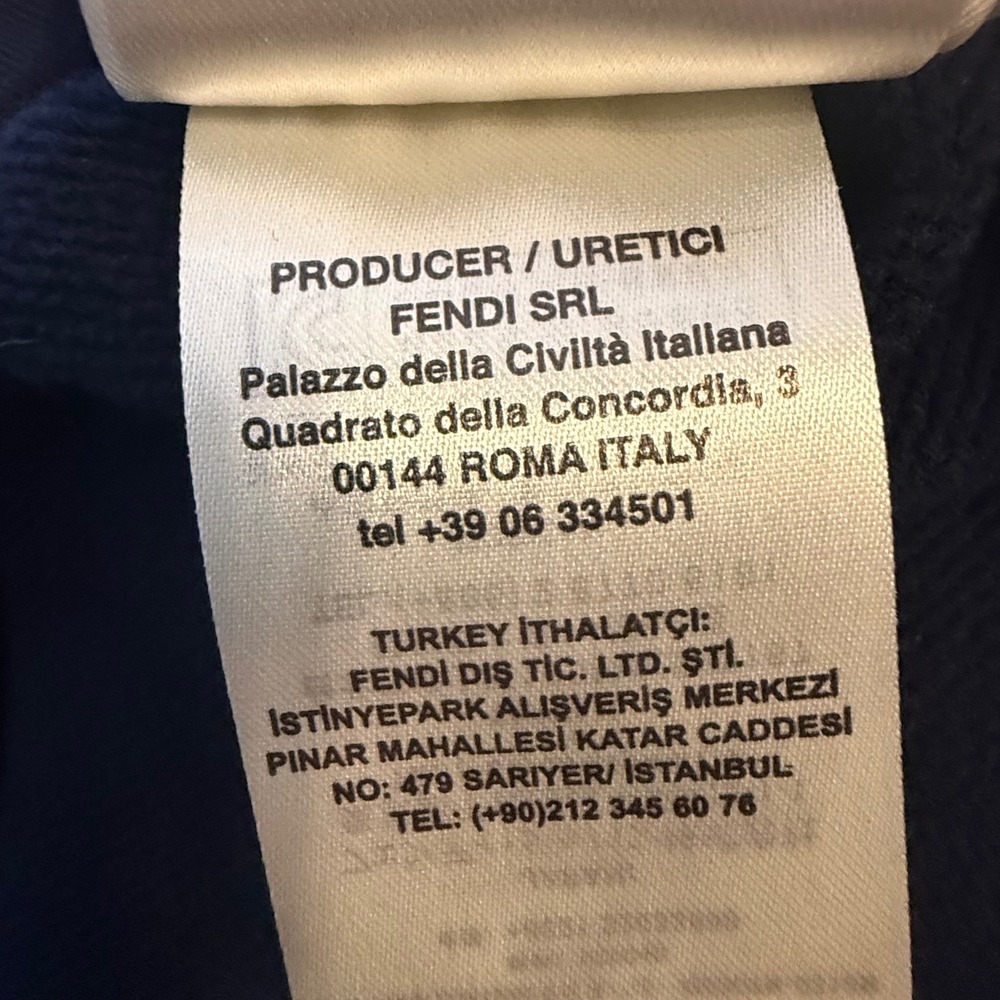 Fendi Roma Navy Blue Bag Bugs Eye Zip Up Hoodie FAF525 A53H XXL Made in‎ Italy - Picture 11 of 12